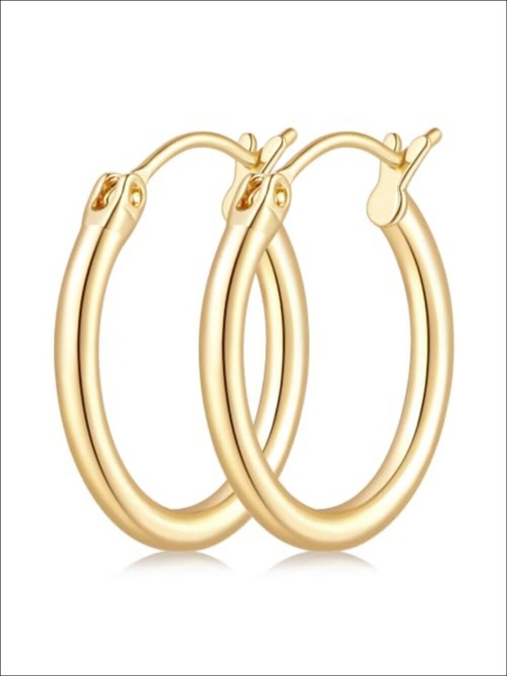 14K Gold Plated Hoop Earrings Latch Back Small Huggie Hoops